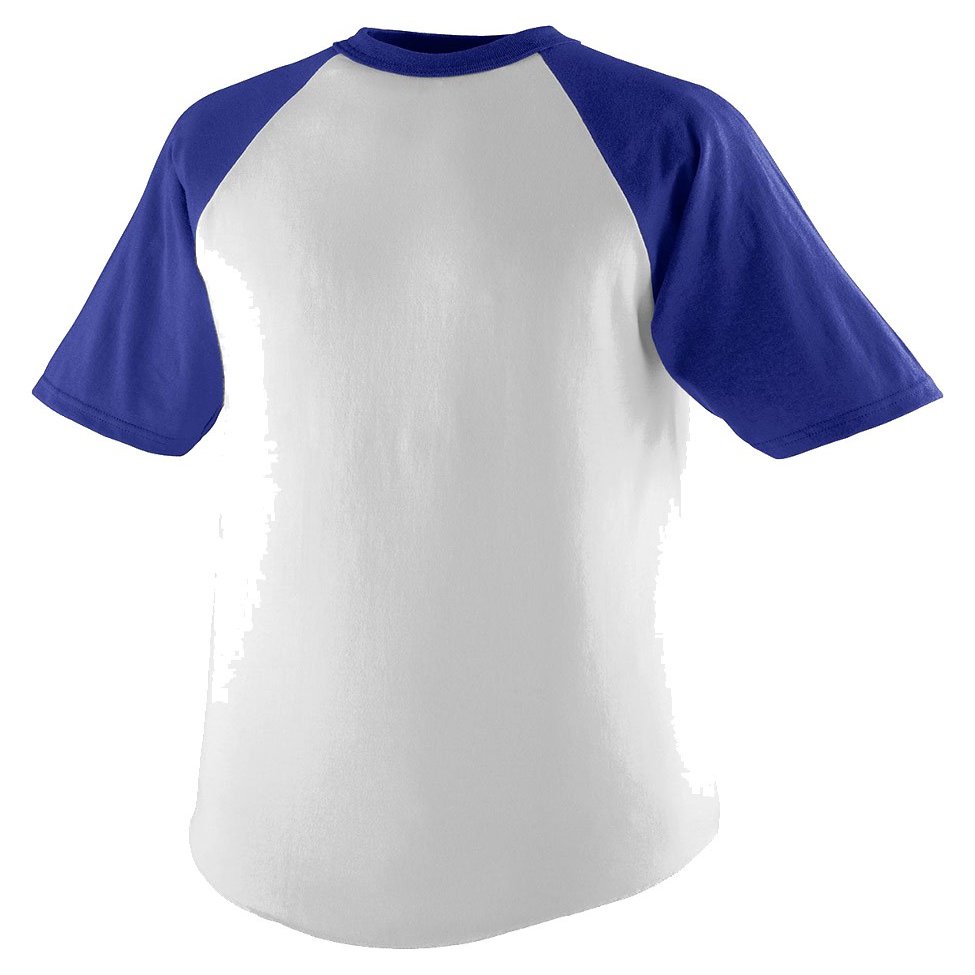 Augusta Sportswear Short Sleeve Baseball Jersey, Large, White/Purple