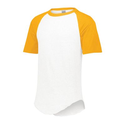 Augusta Sportswear Short Sleeve Baseball Jersey, Medium, White/Gold