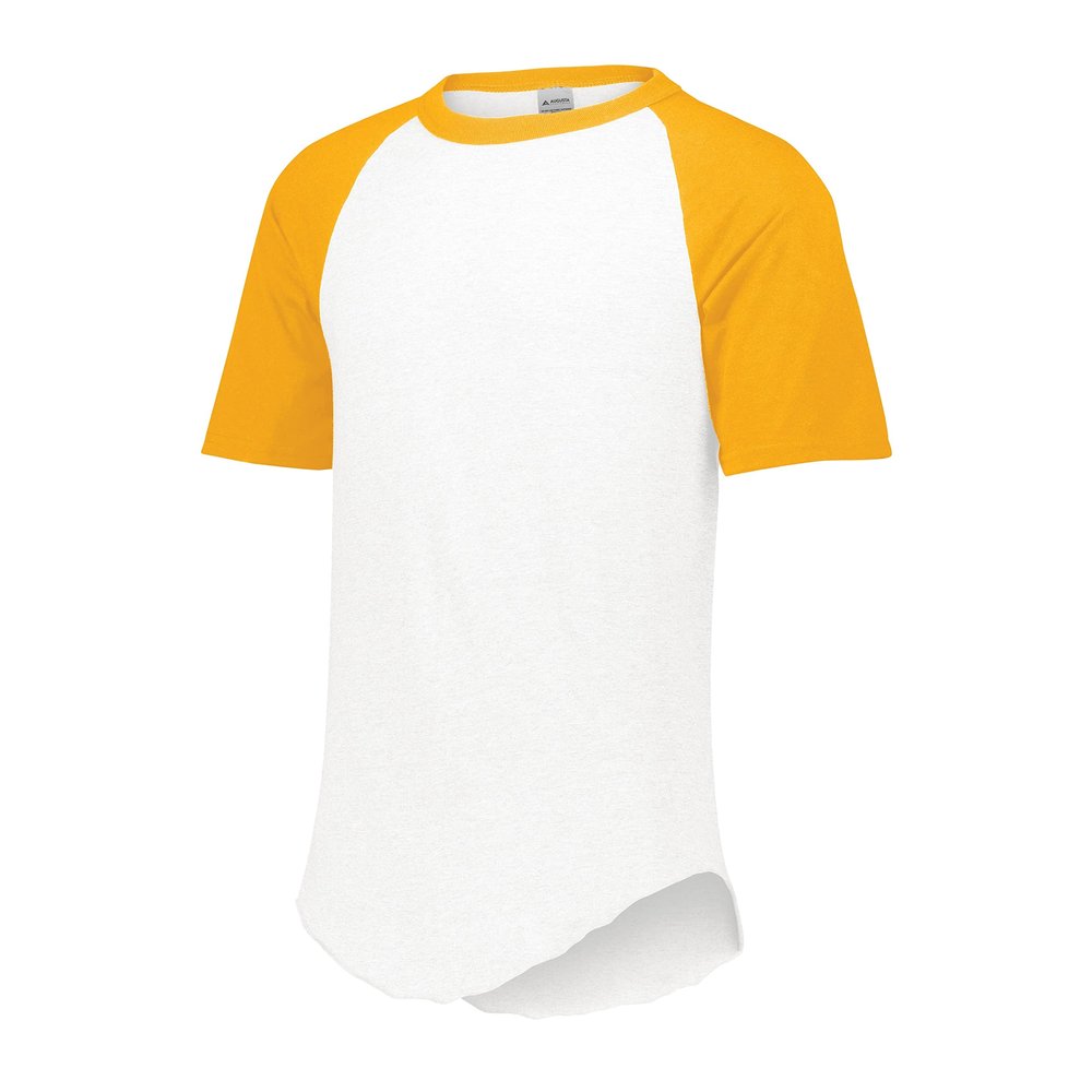 Augusta Sportswear Short Sleeve Baseball Jersey, Medium, White/Gold