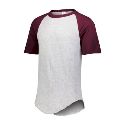 Augusta Sportswear Youth Baseball Short Sleeve Tee 2.0, Athletic Heather/Maroon, S