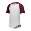 Augusta Sportswear Youth Baseball Short Sleeve Tee 2.0, Athletic Heather/Maroon, S