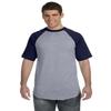 Augusta Sportswear Short Sleeve Baseball Jersey, XX-Large, Athletic Heather/Navy view 1
