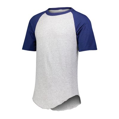 Augusta Sportswear Short Sleeve Baseball Jersey, Small, Athletic Heather/Royal