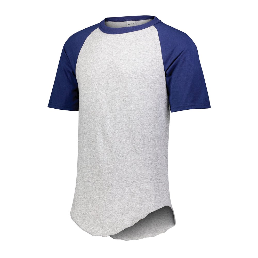 Augusta Sportswear Short Sleeve Baseball Jersey, Small, Athletic Heather/Royal