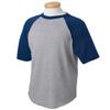 Augusta Sportswear Short Sleeve Baseball Jersey, X-Large, Athletic Heather/Navy view 3