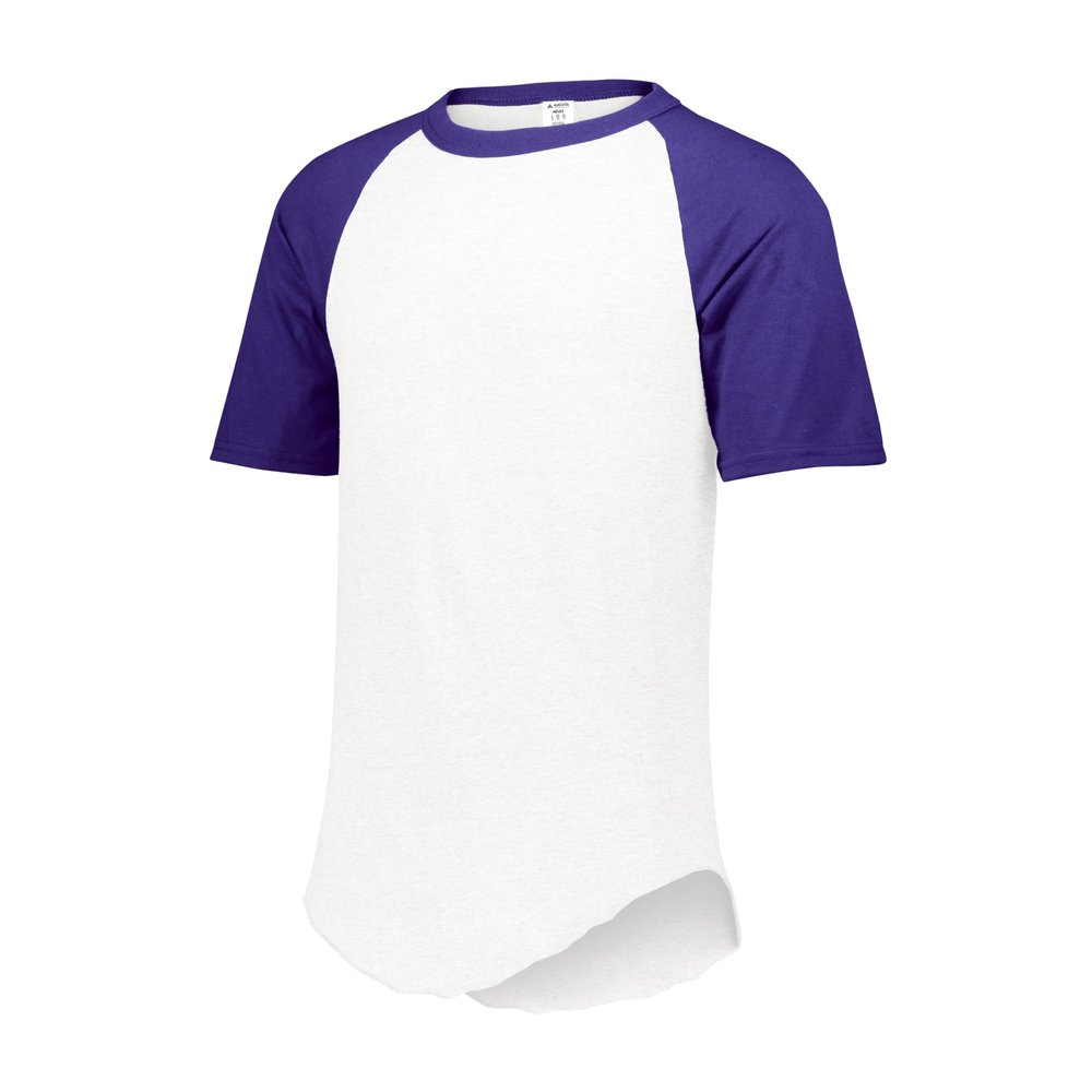 Augusta Sportswear Youth Baseball Short Sleeve Tee 2.0, White/Purple, S