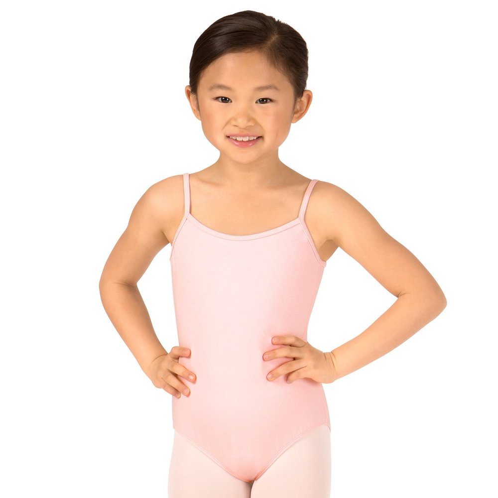 Mirella Girl's Classic V-Back Camisole Dance Leotard,Buttercup,4-6
