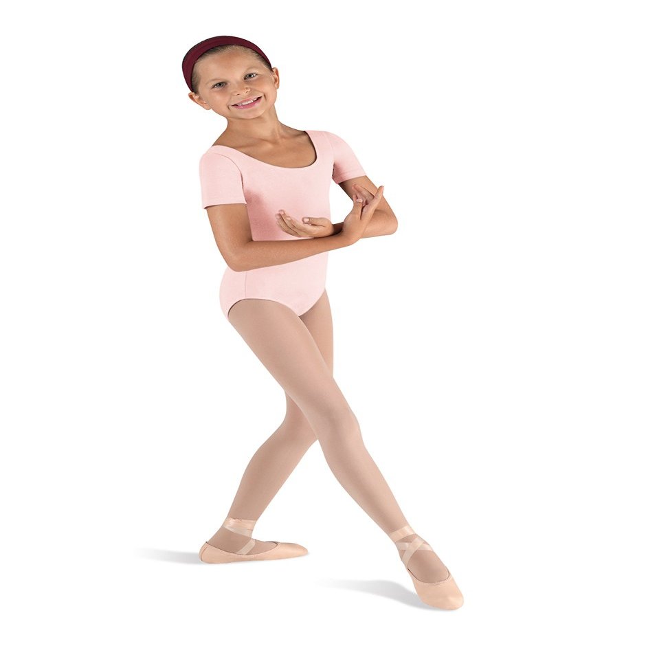 Bloch Dance Girls Ballet Short Sleeve Leotard, Light Pink, 14