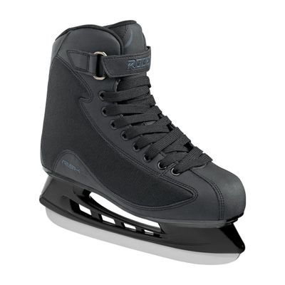 ROCES RSK 2 Ice Skates for Men, Classic Hockey Style Stainless Steel Figure Skates with Lace & Power Strap Closure System & Anatomic Padding Footbed for Comfortable Everyday Wear, Black