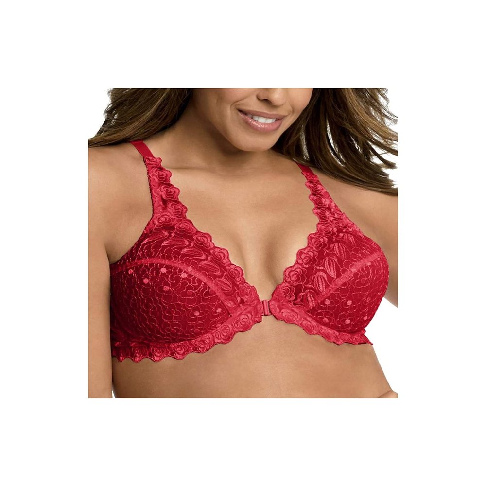 Valmont Valmont Front Close Lace Cup Underwire Bra RD, 40C Red