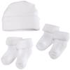 Jefferies Socks Infant Turncuff Terry Booties and Hat Sock, White/White, Newborn view 1