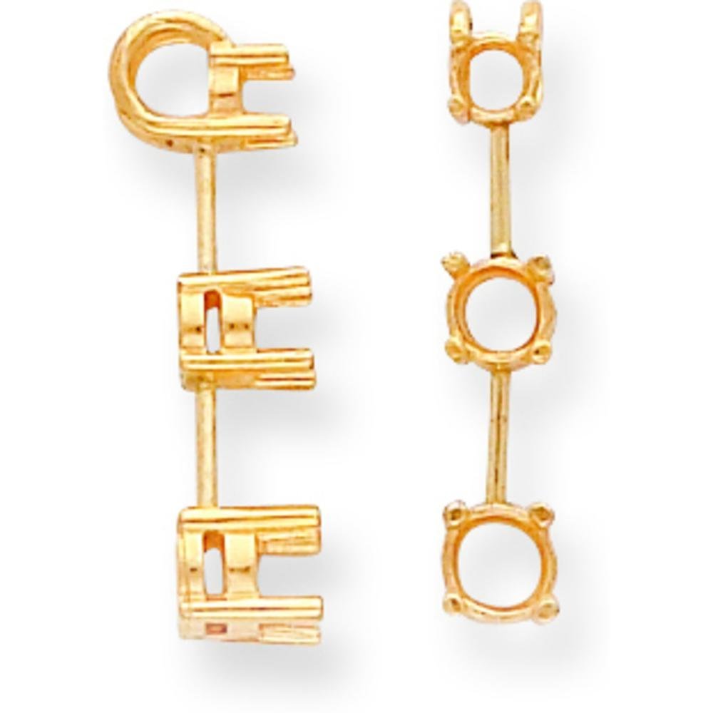 14K Gold 0.50ct Round 3 Stone Pendant Setting