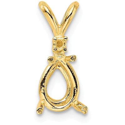 14K Gold 4 Prong Pear Pendant Setting 12x8mm