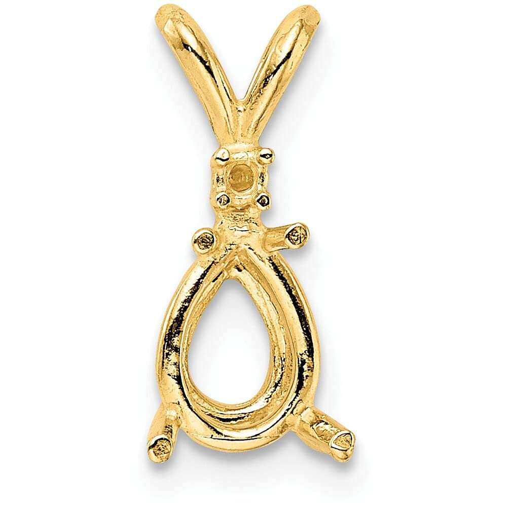14K Gold 4 Prong Pear Pendant Setting 12x8mm