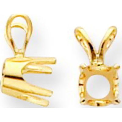 14K Gold 0.01ct 4 Prong Round Pendant Setting