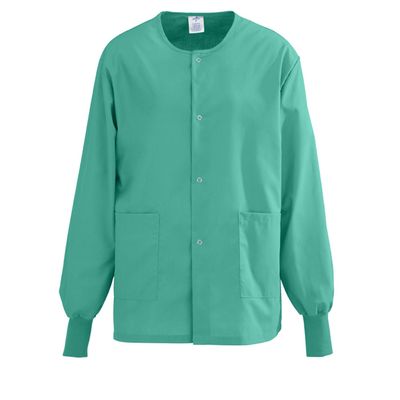 Medline 849NTJM AngelStat Unisex Snap-Front Warm-Up Scrub Jacket, Jade, Medium