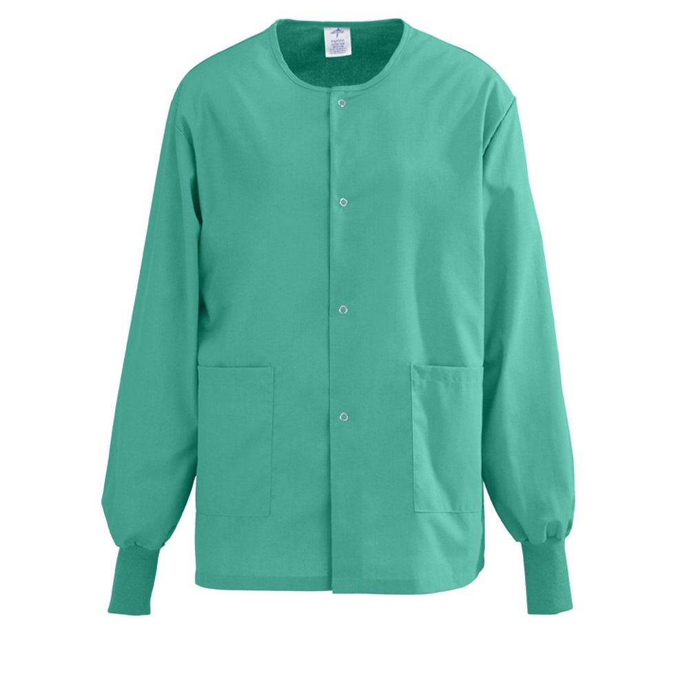 Medline 849NTJM AngelStat Unisex Snap-Front Warm-Up Scrub Jacket, Jade, Medium