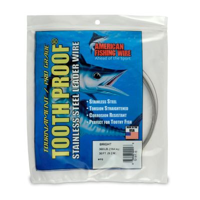AFW #19 Tooth Proof Stainless Steel Single Strand Leader Wire, 360 lb Test, Bright, 30 ft