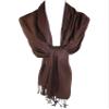 CTM Women's Classic Pashmina Style Shawl Wraps, Brown view 4