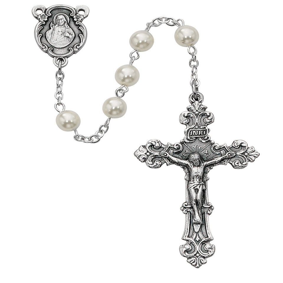 6MM Pearl Glass Rosary