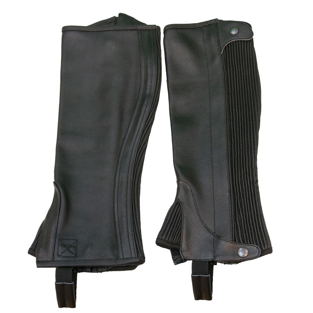 Intrepid International Thornhill Equine Athletics Adult Leather Half Chaps (Black, Medium)