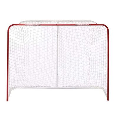Winnwell Steel Intermediate Hockey Net - 54" Goal with Heavy Duty 1" Pipes - Lightweight & Easy to Transport - Made for Outdoor & Indoor Hockey Games with Street Hockey Balls