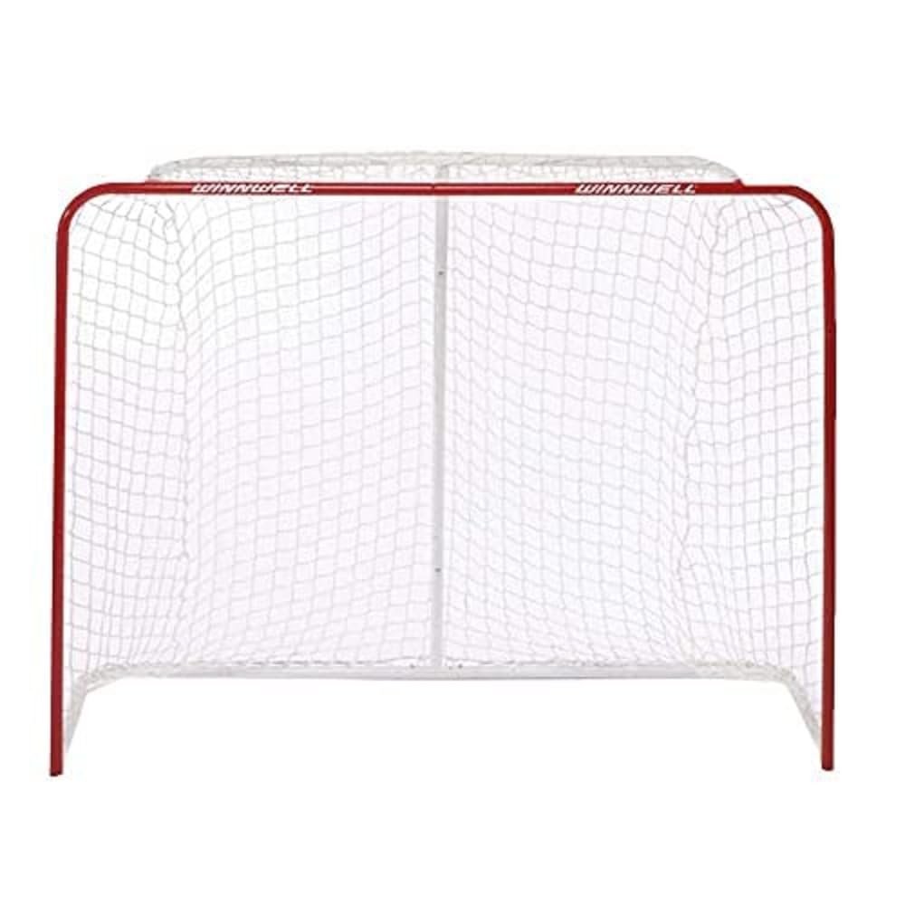 Winnwell Steel Intermediate Hockey Net - 54" Goal with Heavy Duty 1" Pipes - Lightweight & Easy to Transport - Made for Outdoor & Indoor Hockey Games with Street Hockey Balls