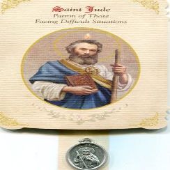 6pc Patron Saints of Healing St. Jude (Difficult Situations) Healing Holy Card with Medal