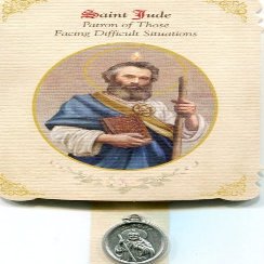 6pc Patron Saints of Healing St. Jude (Difficult Situations) Healing Holy Card with Medal
