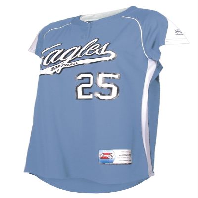 Intensity Women's Two Button Softball Top, Columbia Blue/White, Medium