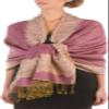 Sakkas Border Pattern Layered Reversible Woven Pashmina Shawl Scarf Wrap Stole - Mauve view 1