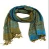Sakkas Border Pattern Layered Reversible Woven Pashmina Shawl Scarf Wrap Stole - Turquoise view 3