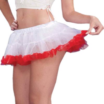 Forum Novelties Women's 10-Inch Micro Mini Crinoline, White/Red, One Size
