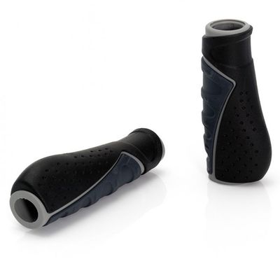 XLC GR-G06 Ergo Grip Bk Slip On 3-D Ergo Grip w/Plug 130mm Blk/Gry