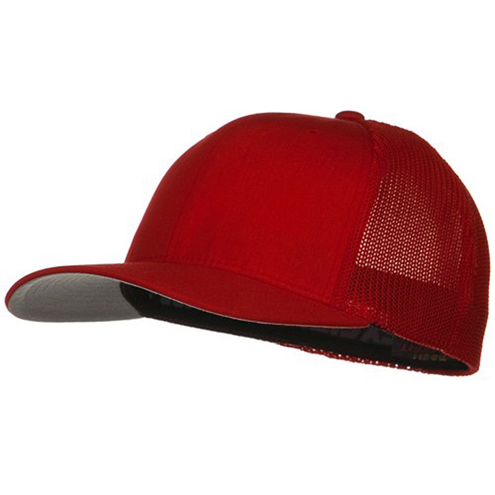 6 Panel Trucker Flexible Cap - Red