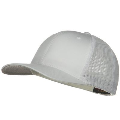 6 Panel Trucker Flexible Cap - White