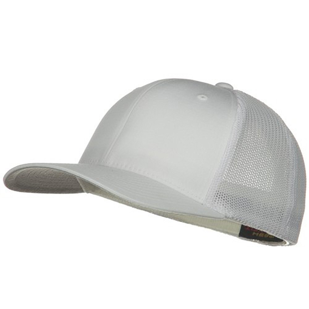 6 Panel Trucker Flexible Cap - White