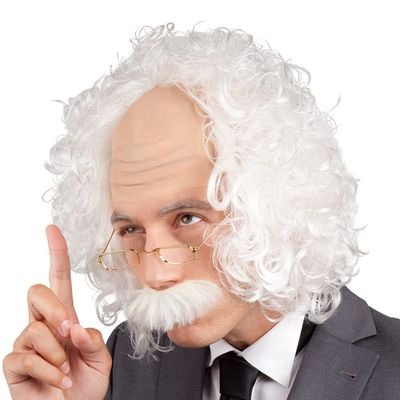 Boland Albert Einstein Wig Set  White Curly Hair Costume Accessory for Adults, Perfect for Scientist and Professor Fancy Dress, Halloween, and Cosplay Events