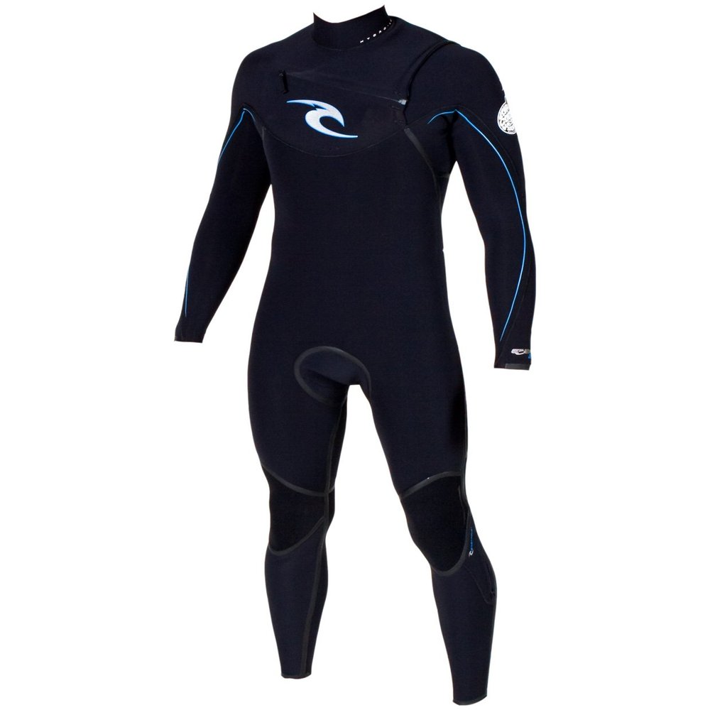 Rip Curl Men's E-Bomb Chest Zip 3/2 Wetsuit (Black/Blue, Large)