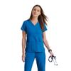 Barco Grey's Anatomy Signature Women's Junior Fit 3 Pocket Mock Wrap Scrub Top, New Royal, 4X-Large view 1