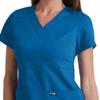 Barco Grey's Anatomy Signature Women's Junior Fit 3 Pocket Mock Wrap Scrub Top, New Royal, 4X-Large view 2