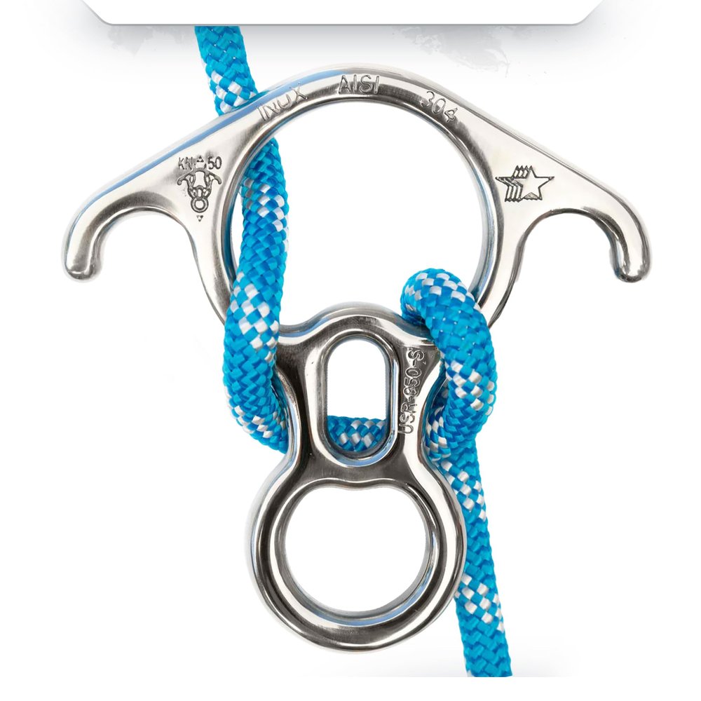 ProClimb Figure 8 Descender | Stainless Steel | Rappelling and Rescue | 50 kN | Bent Ear Design