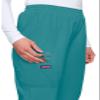 CHEROKEE Women's Workwear Elastic Waist Cargo Scrubs Pant, Teal Blue, X-Large/Petite view 4