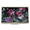 Antique Alive Mother of Pearl Engraved Business Credit Name Id Card Case Holder Metal Stainless Steel Slim Money Wallet with Peony Design view 1