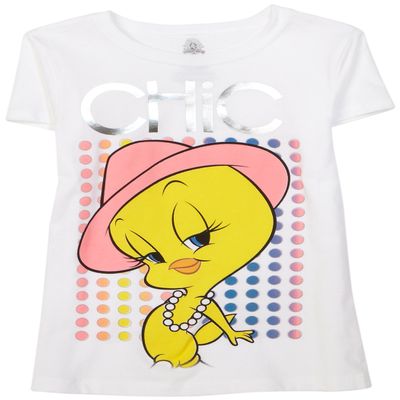 FREEZE Big Girls' Tweety Bird T-Shirt,White,L (12/14)