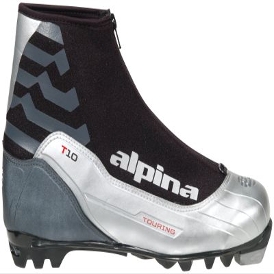 Alpina T10 Nordic Cross-Country Ski Boots for NNN Bindings (Silver/Black/Red - Size 48)