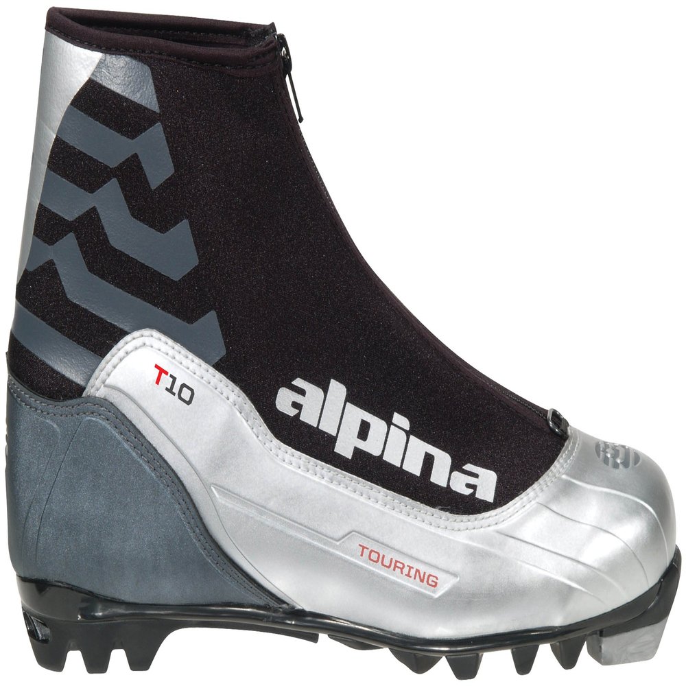 Alpina T10 Nordic Cross-Country Ski Boots for NNN Bindings (Silver/Black/Red - Size 48)