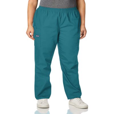 Cherokee Women's Petite Workwear Scrubs Pull-On Cargo Pant, Teal Blue, X-Small-Petite