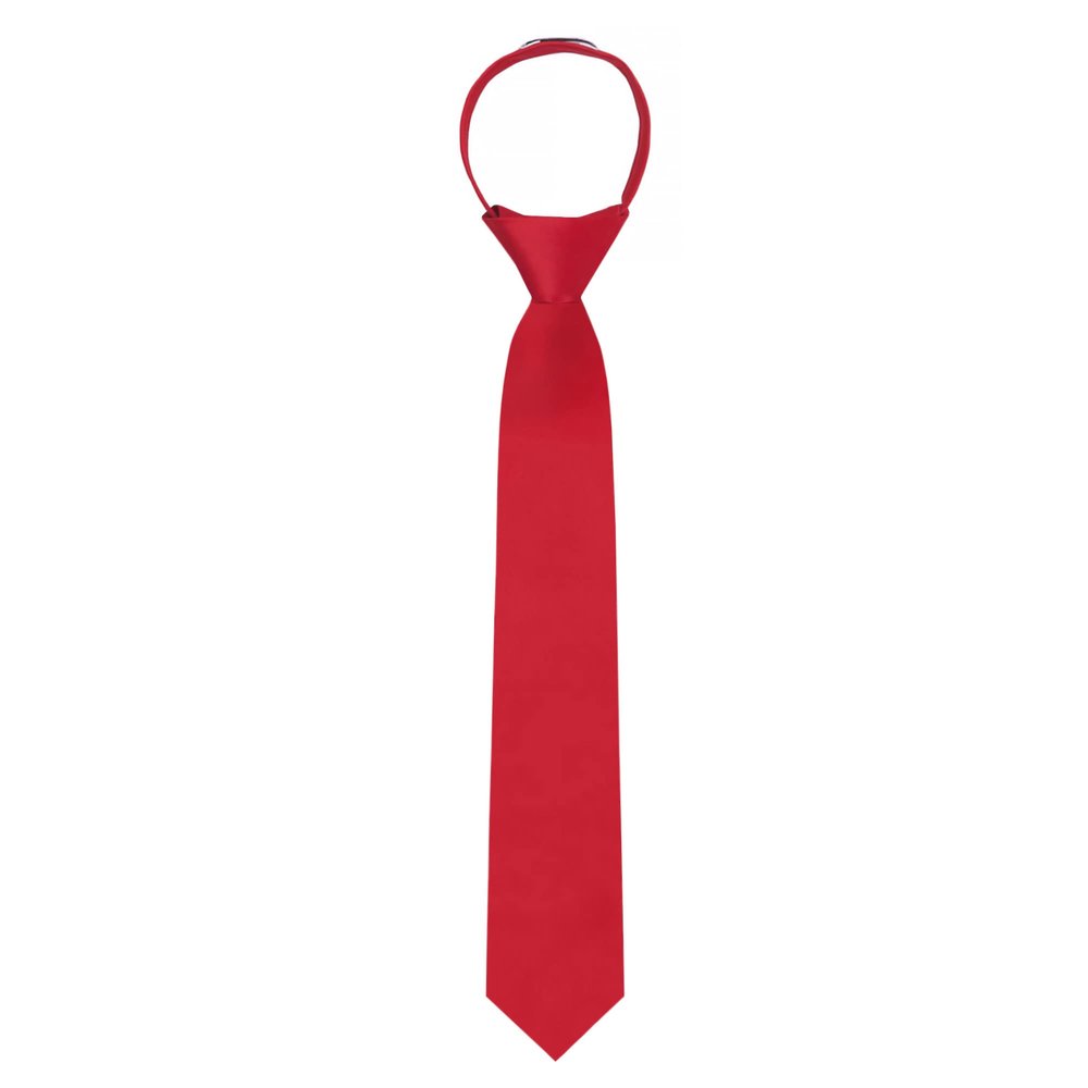 Jacob Alexander Boy's 14" Pretied Solid Color Zipper Tie - Red