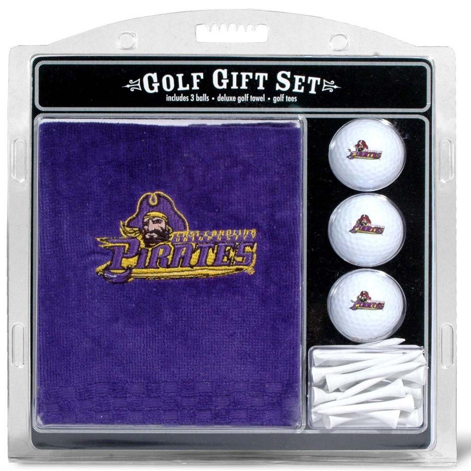Team Golf NCAA East Carolina Pirates Gift Set: Embroidered Golf Towel, 3 Golf Balls, and 14 Golf Tees 2-3/4" Regulation, Tri-Fold Towel 16" x 22" & 100% Cotton